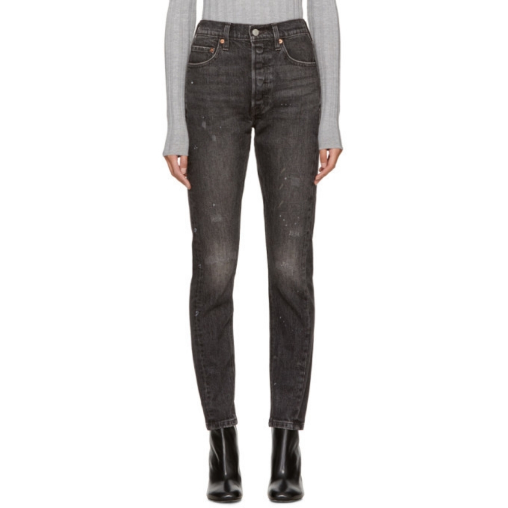 Levis Black 501 Skinny Altered Jeans